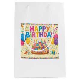 Alles Gute zum Geburtstag leuchtende laute leere K Mittlere Geschenktüte