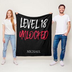 Alles Gute zum Geburtstag Level 18 Freigeschaltete Fleecedecke