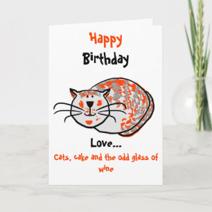 Alles Gute zum Geburtstag Liebe Katzen, Kuchen & W Karte
