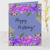 Alles Gute zum Geburtstag! Lila BlumenSwags, große Karte (Gelbe Blume)