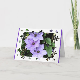 Alles Gute zum Geburtstag!-Lila Clematis im Rahmen Karte
