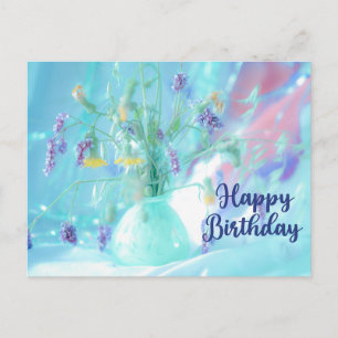 Alles Gute zum Geburtstag Lila, Gelbe Wildblumen a Postkarte