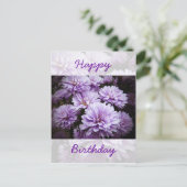 Alles Gute zum Geburtstag - Lila Haze Chrysantheme Postkarte (Stehend Vorderseite)