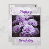 Alles Gute zum Geburtstag - Lila Haze Chrysantheme Postkarte (Vorne/Hinten)