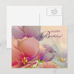 Alles Gute zum Geburtstag. Lila Rosa Postkarte