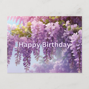 Alles Gute zum Geburtstag Lila Wisteria Blumen  Postkarte