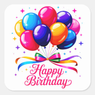 Alles Gute zum Geburtstag Luftballon Quadratischer Aufkleber