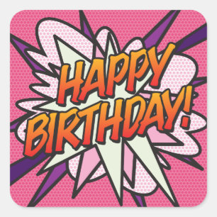ALLES GUTE ZUM GEBURTSTAG Lustig Rosa Modern Quadratischer Aufkleber