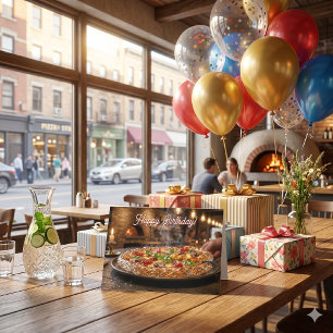 Alles Gute zum Geburtstag   Lustige Pizza-Wortspie Karte