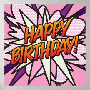 ALLES GUTE ZUM GEBURTSTAG Lustige Retro-Comic-Book Poster