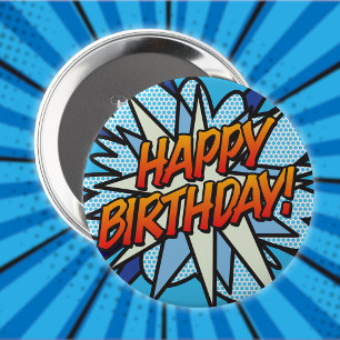 ALLES GUTE ZUM GEBURTSTAG Lustiger Retro-Comic Button