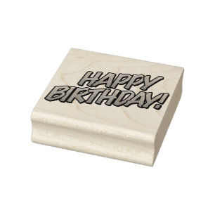 ALLES GUTE ZUM GEBURTSTAG Lustiger Retro-Comic Gummistempel