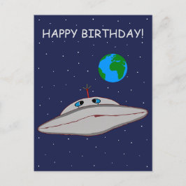 Alles Gute zum Geburtstag Lustiges Alien-Raumschif Feiertagspostkarte