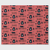 Alles Gute zum Geburtstag Lustiges Schwarzk Katzen Geschenkpapier (Flach)