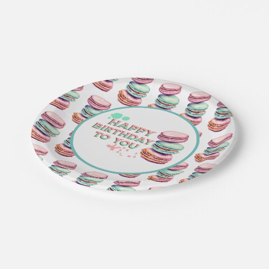 Alles Gute zum Geburtstag! | Macaron Pappteller (Schrägansicht)