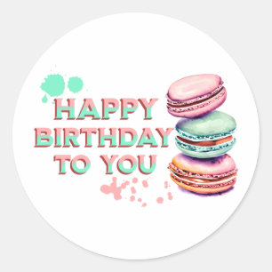 Alles Gute zum Geburtstag!   Macaron Runder Aufkleber