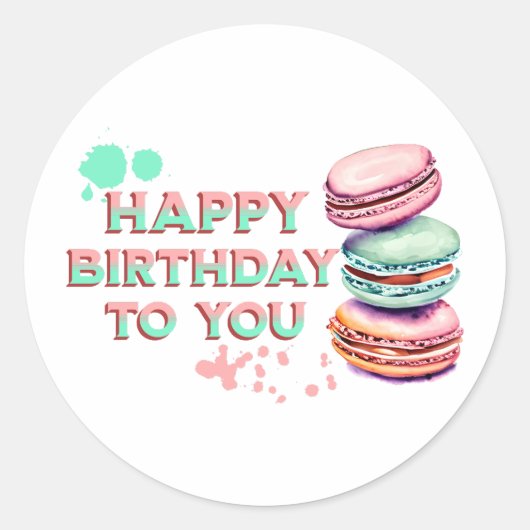 Alles Gute zum Geburtstag! | Macaron Runder Aufkleber (Vorderseite)