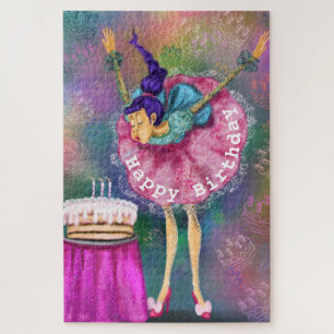 Alles Gute zum Geburtstag - Mädchen bläst Kerzen a Puzzle