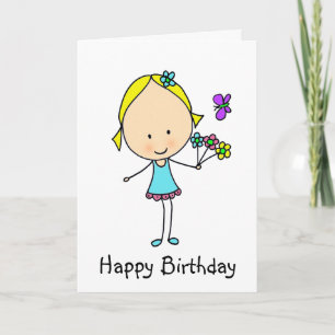 Alles Gute zum Geburtstag Mädchen mit Blumen Karte