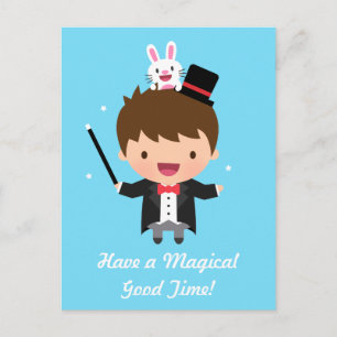 Alles Gute zum Geburtstag Magier-Junge Magie-Hasen Postkarte