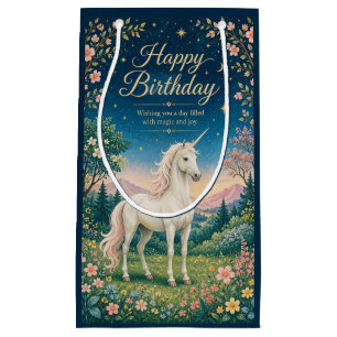 Alles Gute zum Geburtstag Magisches Einhorn Floral Kleine Geschenktüte