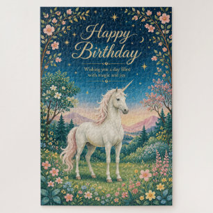 Alles Gute zum Geburtstag Magisches Einhorn Floral Puzzle