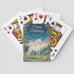 Alles Gute zum Geburtstag Magisches Einhorn Floral Spielkarten