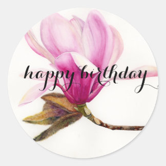 Alles Gute zum Geburtstag: Magnolienblüte Runder Aufkleber