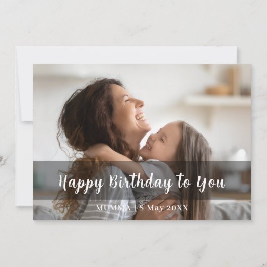 Alles Gute zum Geburtstag Mama Modern Script Foto (Vorderseite)