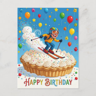 Alles Gute zum Geburtstag Mann Skifahrer Postkarte