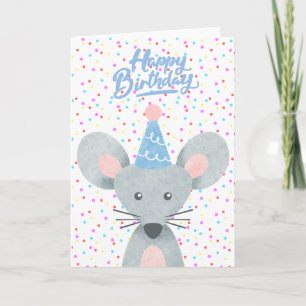 Alles Gute zum Geburtstag Maus Party Hut Konfetti  Karte