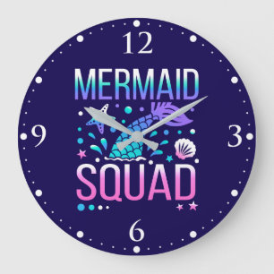Alles Gute zum Geburtstag Meerjungfrau-Squad Ozean Große Wanduhr