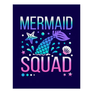 Alles Gute zum Geburtstag Meerjungfrau-Squad Ozean Poster