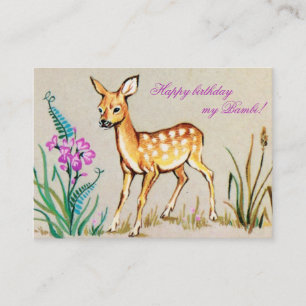Alles Gute zum Geburtstag, mein Bambi! Vintage-Pos Begleitkarte