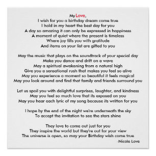 Alles Gute zum Geburtstag Meine Liebe Poem Poster