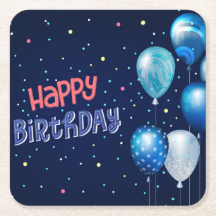 Alles Gute zum Geburtstag mit Ballons Rechteckiger Pappuntersetzer