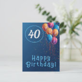 Alles Gute zum Geburtstag mit Ballons und Konfetti Postkarte (Stehend Vorderseite)