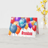 Alles Gute zum Geburtstag mit Balloons GRANDSON Karte (Gelbe Blume)