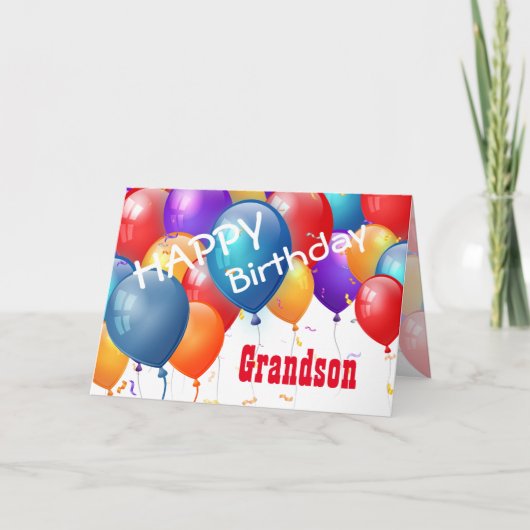 Alles Gute zum Geburtstag mit Balloons GRANDSON Karte (Vorderseite)