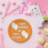 Alles Gute zum Geburtstag mit Balloons orangefarbe Pappteller (Party)