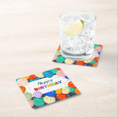 Alles Gute zum Geburtstag mit Balloons Rechteckiger Pappuntersetzer (Vor Ort)