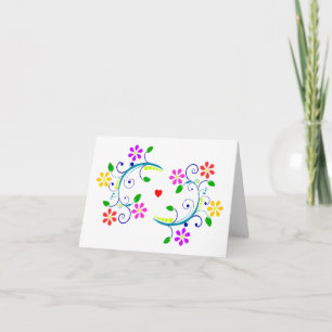 Alles Gute zum Geburtstag, mit Blumen, Wirbel und Karte