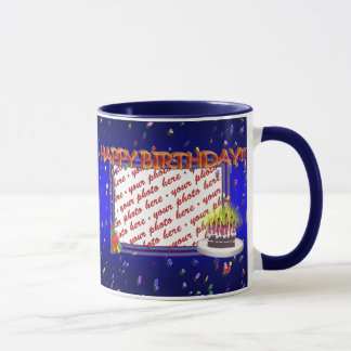 Alles Gute zum Geburtstag mit Confetti Foto Frame Tasse