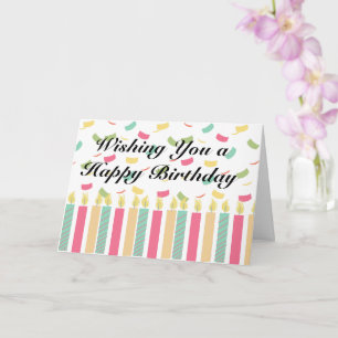 Alles Gute zum Geburtstag mit farbenfrohen Kerzen  Karte