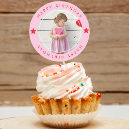 Alles Gute zum Geburtstag mit Foto Runder Aufkleber