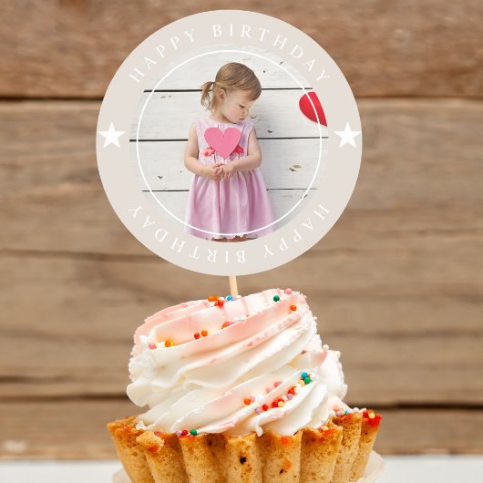 Alles Gute zum Geburtstag mit Foto Runder Aufkleber