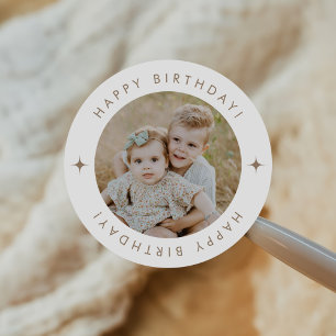 Alles Gute zum Geburtstag mit Foto Runder Aufkleber