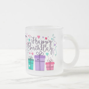 "Alles Gute zum Geburtstag mit Geschenkboxen" - Mattglastasse