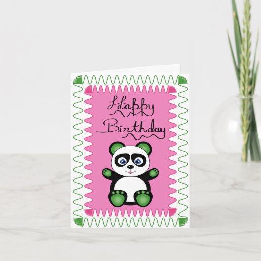 Alles Gute zum Geburtstag mit grünem Panda Karte (Vorderseite)