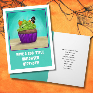 Alles Gute zum Geburtstag mit Halloween Cupcake Karte